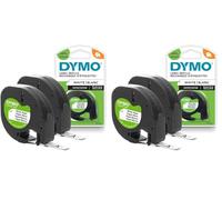 DYMO LetraTag Ruban Papier Authentique | 1,2 cm x 4 m | Noir sur Blanc | Pour étiqueteuse DYMO LetraTag | 2 étiquettes (Lot de 2)