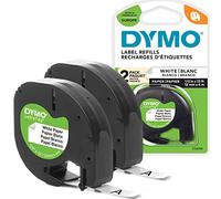 DYMO LetraTag Ruban Papier Authentique | 1,2 cm x 4 m | Noir sur Blanc | Pour étiqueteuse DYMO LetraTag | 2 étiquettes