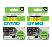 Dymo Lot De 2 K7s Ruban D1 Noir Sur Jaune 9mmx7,0m