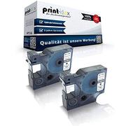 Dymo Lot de 2 rubans d'encre compatibles pour étiqueteuse Dymo D1 45010 Labelwriter400Duo Dymo 1000 Plus 2000 3500 5500 Labelmaker 4500Pocket S0720500 12 mm x 7 m Noir/transparent
