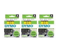 Dymo Lot De 3 K7s Ruban D1 Noir Sur Jaune 9mmx7,0m