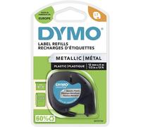 Dymo Ruban d'étiquetage S0721730 argent métallisé - police noire - 12 mm x 4 m