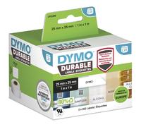DYMO LW Étiquettes industrielles résistantes authentique plastique blanc 25 x 25 mm 2 rouleaux de 850 (lot de 1.700) pour étiqueteuses LabelWriter 450/550 et 4XL/5XL
