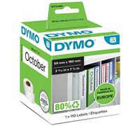 DYMO LW grandes étiquettes autocollantes authentiques pour classeurs à levier/polyvalentes | 59 mm x 190 mm | rouleau de 110 étiquettes faciles à décoller | pour les étiqueteuses LabelWriter