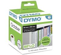 DYMO LW Petites étiquettes authentiques pour classeur à arceaux | 38 mm x 190 mm | Rouleau de 110 | impression en noir sur fond blanc | pour les étiqueteuses LabelWriter