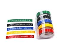 Dymo Maso Lot de 5 rouleaux de ruban de gaufrage autocollant 3D 9 mm x 3 m Blanc imprimé sur rouge/noir/bleu/or/argenté
