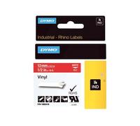 DYMO Rhino - Bande vinyle adhésive permanente - blanc sur rouge - Rouleau (1,2 cm x 5,5 m) 1 rouleau(x) - pour Rhino 4200, 5000, 5200, 6000, 6500; RhinoPRO 3000