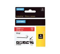 DYMO Rhino Coloured Vinyl - Bande vinyle adhésive permanente - blanc sur rouge - Roll (1.9 cm x 5.5 m) 1 rouleau(x) - pour DYMO ILP219; Rhino 1000, 4200, 5000, 5200, 6000; RhinoPRO 1000, 3000...