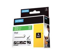 DYMO Rhino Coloured Vinyl - Bande vinyle adhésive permanente - blanc sur vert - Roll (1.9 cm x 5.5 m) 1 rouleau(x) - pour DYMO ILP219; Rhino 4200, 5000, 5200, 6000, 6500; RhinoPRO 3000, 5000...