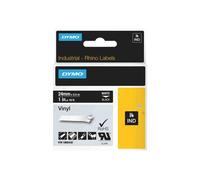 DYMO Rhino Coloured Vinyl - Vinyle - adhésif permanent - blanc sur noir - Rouleau (2,54 cm x 5,5 m) 1 cassette(s) ruban - pour Rhino 4200, 6000, 6000 Hard Case Kit; RhinoPRO 6500 Professional Labeling