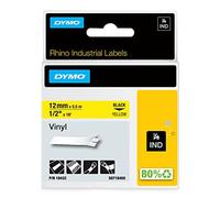Dymo Étiquettes en vinyle industrielles Rhino - 12 mm x 5,5 m - Noir sur jaune
