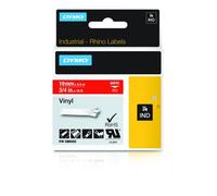 DYMO Rhino Étiquettes en vinyle industrielles | 19 mm x 5,5 m | autocollantes impression en noir sur fond rouge | pour étiqueteuses Rhino et LabelManager