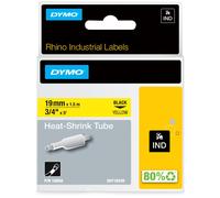 DYMO Rhino gaines thermorétractables industrielles 19 mm x 1,5 m Impression en noir sur fond jaune pour étiqueteuses Rhino