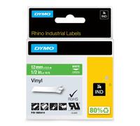 DYMO Rhino Industrial Vinyl Labels 12 mm x 5.5 m White Print on Green Self