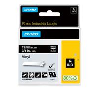 DYMO Rhino Industrial Vinyl Labels 9 mm x 5.5 m White Print on Black Self-