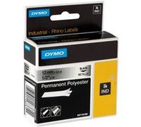 Dymo Ruban 18486 (S0718180) RhinoPRO Polyester adhésif permanent Noir sur argent 12 mm x 5,5 m