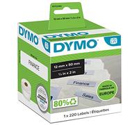 DYMO Rouleau d'étiquettes 99017 S0722460 50 x 12 mm papier blanc 220 pc(s) fixation permanente Etiquette pour dossiers suspendus