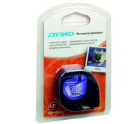 Dymo Ruban d'étiquettes en plastique auto-adhésif noir-transparent 12 mm x 4 mètres Letratag