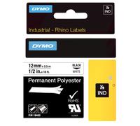 Dymo - bande d'étiquettes IND - polyester permanent - noir sur blanc - 12 mm x 5 m - 1 cassette