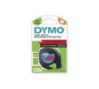 Dymo Étiquettes LetraTag – 12 mm x 4 m – noir sur fond rouge – autocollantes