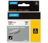 DYMO S0718260 / 18051 Tube Thermorétractable 6mm x 1.5m Noir sur Blanc
