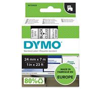 Dymo S0720920 Etiquette avec adhésive permanente 24 mm Noir/Transparent | Recharges d'étiquettes à utiliser au bureau ou à la maison, pour les imprimantes d'étiquettes LabelManager 500TS und 640CB