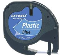 Dymo Étiquettes en plastique S0721700 - 12 mm x 4 m - Noir sur bleu - Pour imprimantes Letratag