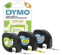 Dymo Ruban d'étiquetage 91241 S0721800 – 3 couleurs (hyper-jaune, argent, blanc) – Noir 12 mm 4 m