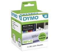 Dymo - Étiquettes d'adresse 99012 (S0722400) 36 x 89 mm noir sur blanc 2 rouleaux de 260