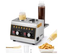 Dyna-Living Distributeur électrique de chauffe-sauce avec support de rangement amovible, chauffe-fromage nacho commercial avec contrôle indépendant de la température, chauffe-caramel pour chocolat