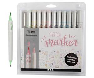 DYNABOOK - BTO NOTEBOOKS Colortime 37380 Sketch Double Marker 12 pièces 1 mm / 2-5 mm Largeur de trait Multicolore