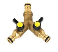 Dynaeuty Robinet Double Machine a Laver, Répartiteur d'eau 2 Voies 3/4" - Répartiteur en Y - Raccord d'eau de 2 Appareils avec Interrupteur Séparé - pour Jardin, Pelouse (A)