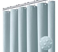 Dynamene Rideau de douche en tissu gaufré très résistant pour salle de bain, hôtel et spa - 91,4 x 183 cm - Avec 6 crochets en plastique - Bleu brouillard