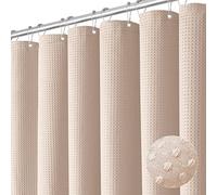 Dynamene Rideau de douche en tissu lesté gaufré de 198 cm de long pour salle de bain, rideau de douche neutre, très résistant, pour hôtel et spa, avec 12 crochets, 183 x 198 cm, rose pâle