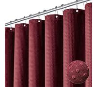 Dynamene Rideau de douche extra long - Rideau de douche lesté à armure gaufrée de 243 cm de long en tissu épais pour salle de bain, hôtel neutre et robuste avec 12 crochets en plastique, 183 x 243 cm,