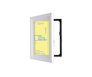 Dynamic Frames My Little DaVinci pour 50 photos - Cadres photo originaux brevetés A3 et A4 à ouverture frontale - Affichez ou accrochez les illustrations de vos enfants (Blanc A4)