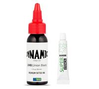 Dynamic Ink Encre de tatouage Union Black 30 ml - Encre pour tatouage professionnelle noire, originale + pochoir 5 g inclus.