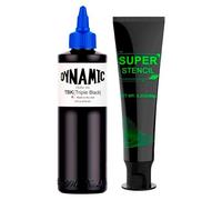 Dynamic Ink Triple Black Encre noire pour tatouage | Noir intense et durable + 5 capsules d'encre incluses, encre pour tatouage noire, originale, fabriquée aux États-Unis (Triple Black 240 ml)
