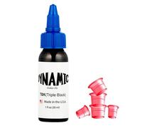 Dynamic Ink Triple Black Encre noire pour tatouage | Noir intense et durable + 5 capsules d'encre incluses, encre pour tatouage noire, 30 ml