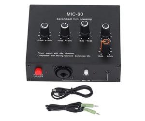 Dynamic Microphone Amplifier with High and Low Bass Adjustment Home Sound Power Amplifier Balanced Input Output 48V Power for Home Studio Recording Live Performance Broadcasting Al