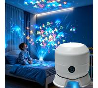 Dynamic Rotating Led Projector Light,Dynamic 360° Rotating Ocean Wave Projector Night Light,Multiple Brightness Levels Dimming,Rechargeable,for Bedroom Home Theater，Ocean