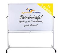 Dynamic-Wave 120 x 90cm tableau blanc/tableau blanc, mobile 2 faces pivotan, magnétique, Avec support et roulettes, Avec cadre en aluminium