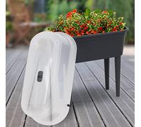 Dynamic24 - Serre surélevée ovale avec couvercle - 77 cm - Pour herbes et légumes - Gris - Résistant à l'intempérie - Trou de drainage - Aération - UV résistant - Outdoor - 77x84x38cm
