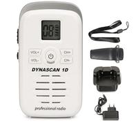 Dynascan 1D Blanc Talkie-Walkie PMR446 Professionnel - Ultra-Compact, Antenne Intégrée, Usage Libre sans Licence, 99 Canaux, Écran LCD, Batterie 1800mAh