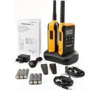 Dynascan F-15 Pack de 2 Talkies-Walkies PMR446 Étanches IP67 - Flottants, Lampes LED, Bouton SOS, Micro-Oreillettes Incluses, sans Licence