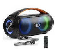 DYNASONIC D93 - Enceinte Bluetooth Portable IPX5 Hautparleur Waterproof. Enceinte d'extérieur sans Fil. Stéréo sans Fil. Lecteur de Son Puissant avec lumières LED intégrées. Micro-SD, USB.