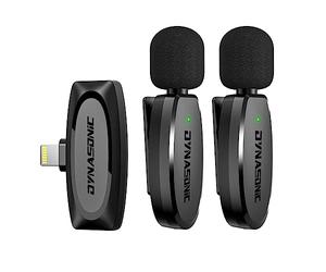 DYNASONIC DM-Pro 01 Pack (2ème Génération) 2 Microphones Professionnels sans Fil pour iPhone. Micro-Cravate Mobile Lavalier (2.4GHz) Facebook Tiktok Video Vlog Youtube