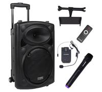 DYNASONIC - DYNAPRO 12 Plus (3ª Gen) Enceinte Haut-Parleur Bluetooth Portable Professionnel, Puissant Haut-Parleur Bluetooth 700 W, 2 Microphones karaoké et Support pour Tablette