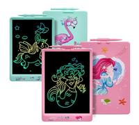 DYNASONIC Lot de 2 planches DYNA-PM Flamant Rose + Sirène) Tablette d'écriture LCD Couleur 10 pouces pour enfants Tableau magnétique pour dessin Jouet éducatif Cadeau pour enfants