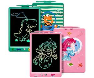 DYNASONIC Lot de 2 tableaux DYNA-PM Dinosaure + Sirène - Tablette d'écriture LCD couleur de 10 pouces pour enfants - Tableau magnétique pour dessin - Jouet éducatif - Cadeau pour enfant